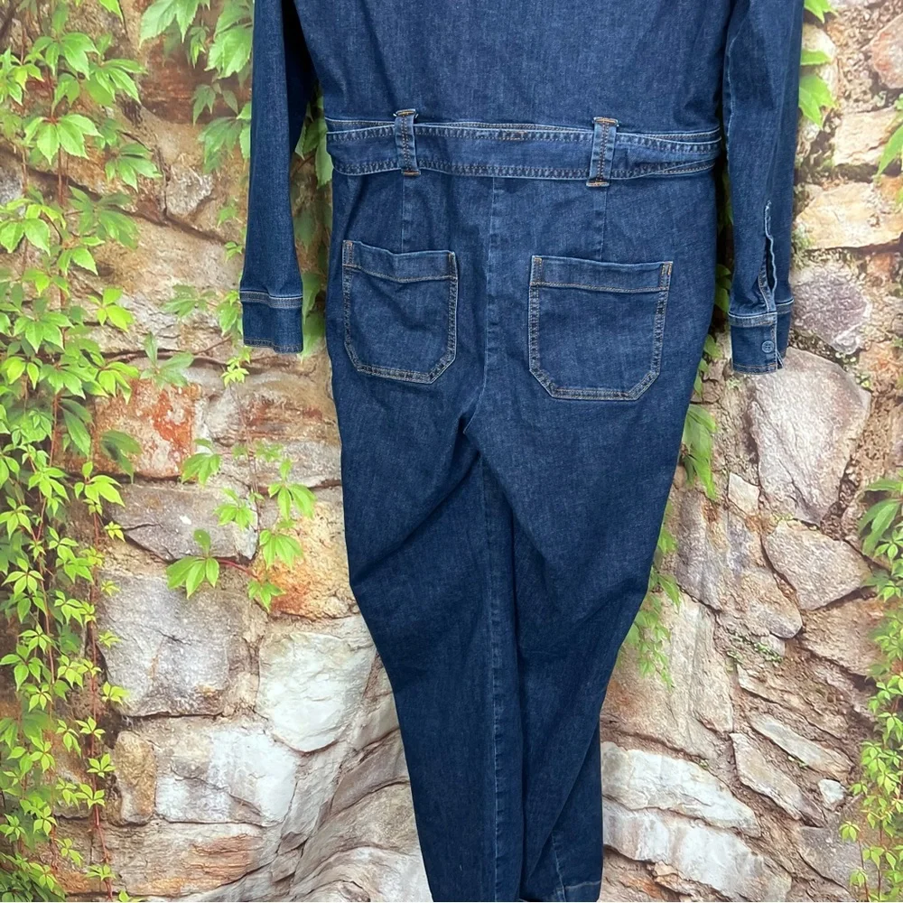 BODEN Coastal Cowgirl Southwestern Style Dark Wash Denim Zip Front Jumpsuit, 4R - Picture 11 of 14